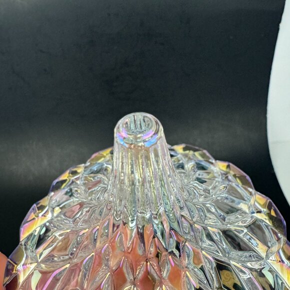 Clear Glass Iridescent Crystal Hershey Kiss Textured Trinket Candy Dish w Lid - Picture 13 of 16